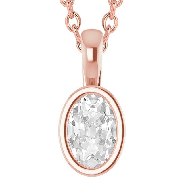 Ciondolo Da Donna Con 4,50 Carati Di Genuino Diamanti Taglio Ovale Lunetta A Diapositiva In Oro Rosa 14K