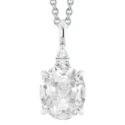 Ciondolo Di Genuino Diamanti Con Artigli D'Aquila 5,50 Ct Di Diamante Ovale E Taglio A Pera 2 Oro Bianco 14K Da Minatore