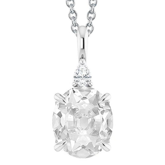 Ciondolo Di Genuino Diamanti Con Artigli D'Aquila 5,50 Ct Di Diamante Ovale E Taglio A Pera 2 Oro Bianco 14K Da Minatore