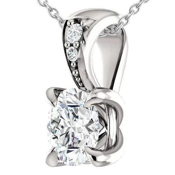 Ciondolo Di Vero Diamanti Con Artigli D'aquila Collana Rotonda Da 1,65 Carati Oro Bianco 14K