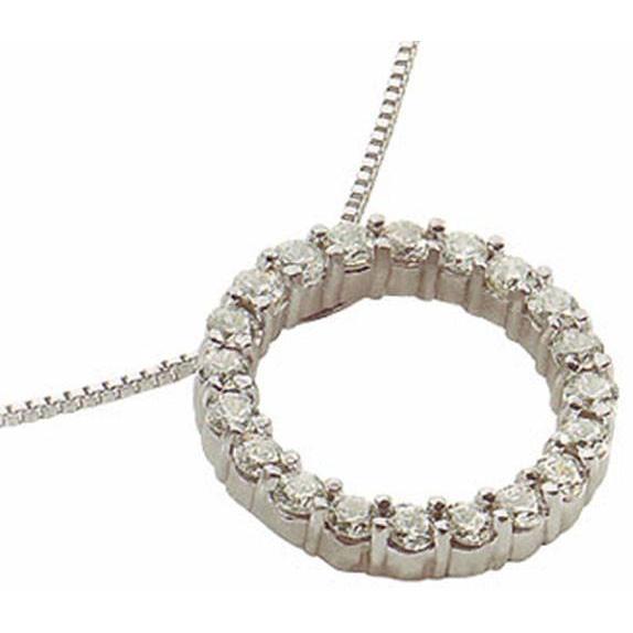 Ciondolo Donna Circle Of Life Con Vero Diamante Rotondo 5 Carati In Catena In Oro Bianco 14K