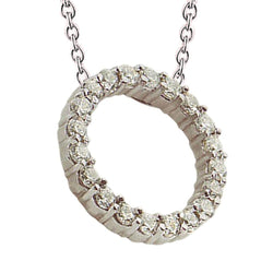 Ciondolo Donna Circle Of Life Con Vero Diamante Rotondo 5 Carati In Catena In Oro Bianco 14K