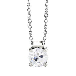 Ciondolo In Oro 14K Con Naturale Diamanti Con Catena Incastonata, Taglio Antico, Taglio Rotondo, 2 Carati