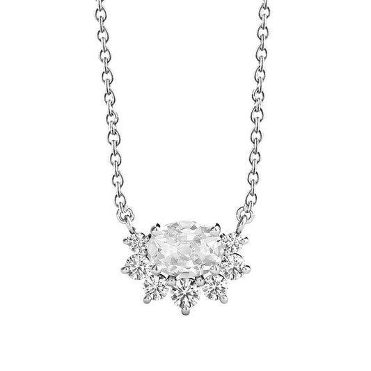Ciondolo In Oro 14K Con Vero Diamanti Rotondi E Ovali Con Griffe Da Minatore Vecchio Set 3,50 Carati