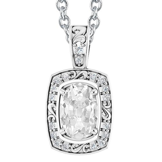 Ciondolo In Stile Vintage Con Naturale Diamante Ovale Da 5 Carati Old Miner Slide In Oro Bianco 14K