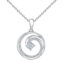 Ciondolo Love Circle 2,55 Carati Princess E Naturale Diamante Rotondo Con Oro Bianco 14K