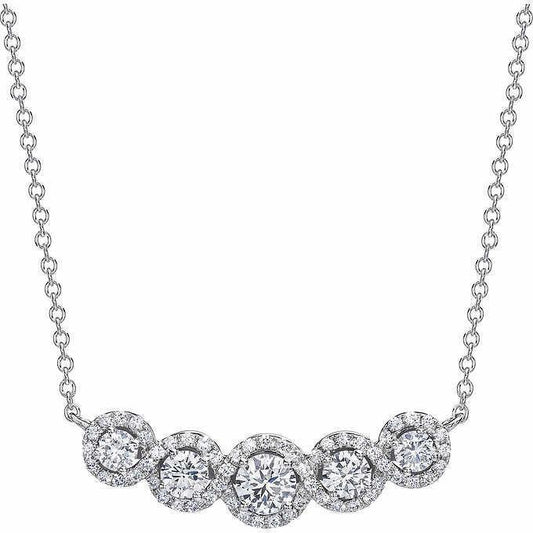 Ciondolo Per Collana Con Genuino Diamante Rotondo Da 12 Carati In Oro Bianco 14K