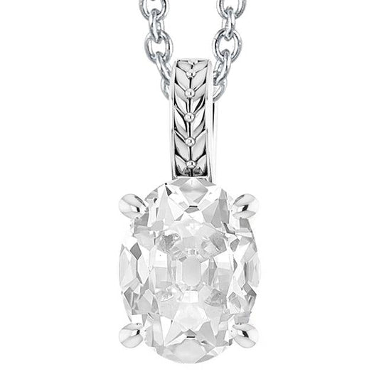 Ciondolo Solitario Con Naturale Diamante Ovale Da 5 Carati Diapositiva Old Miner In Oro Bianco 14K