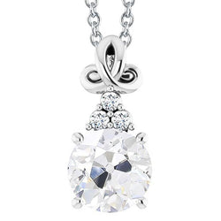 Ciondolo Stile Infinito Con Naturale Diamante Tondo Da 4 Carati, Diapositiva Da Vecchio Minatore In Oro Bianco 14K