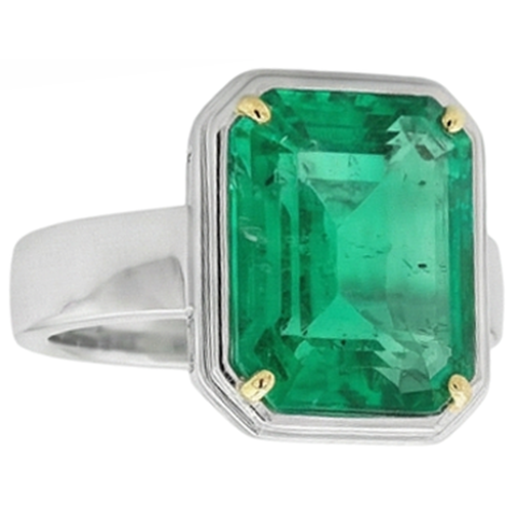 Premium Smeraldo Fine Anello Pietra Colorata 4 carati – vista profilo