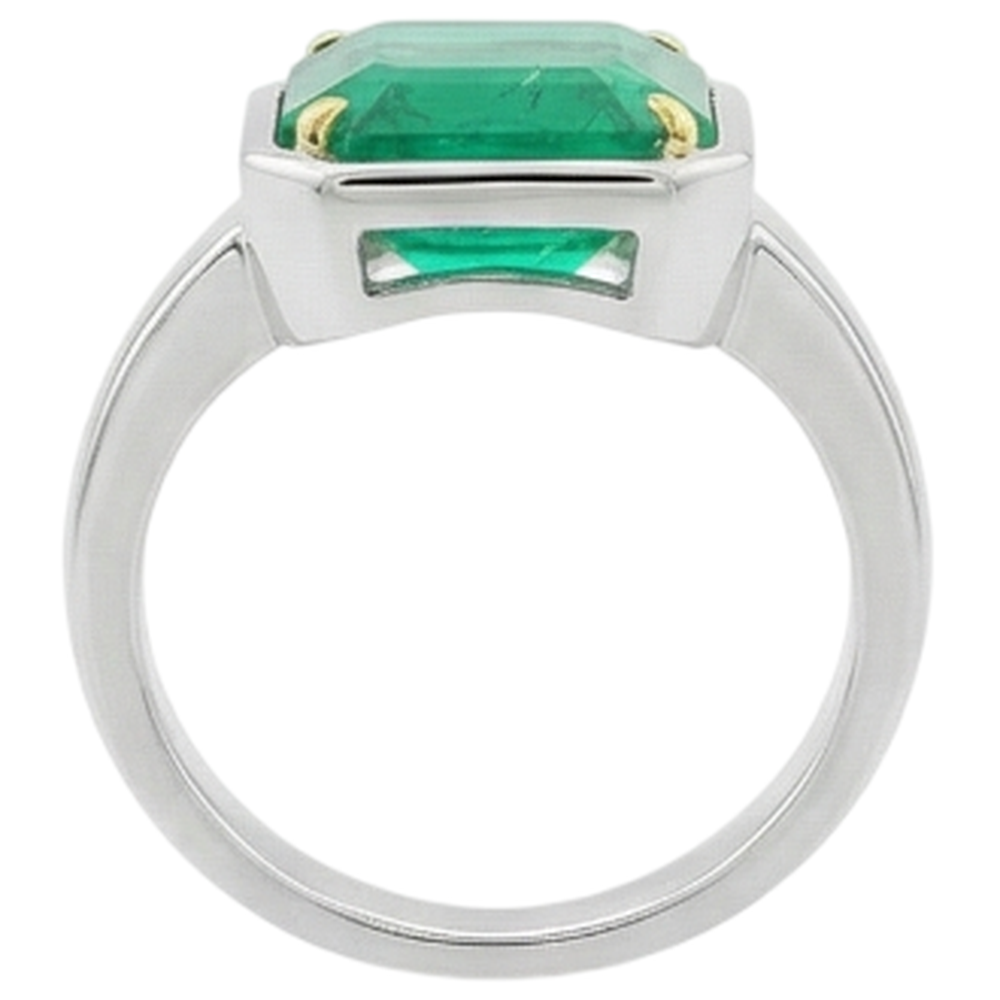 Smeraldo Fine Anello Pietra Colorata 4-carati Oro 14 Carati Bicolore – vista dettaglio