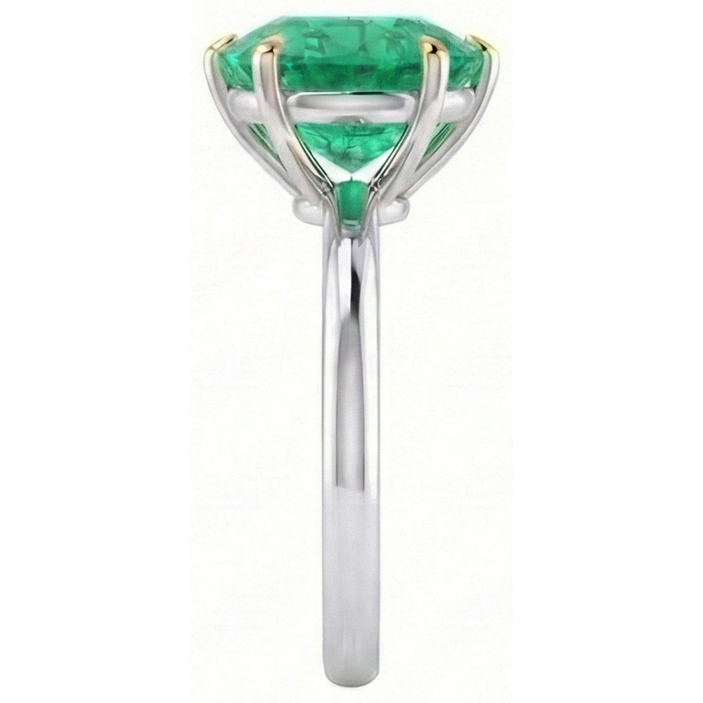 Anello con Gemma Oro 14 Carati Bicolore con Smeraldo Colombiano – vista profilo