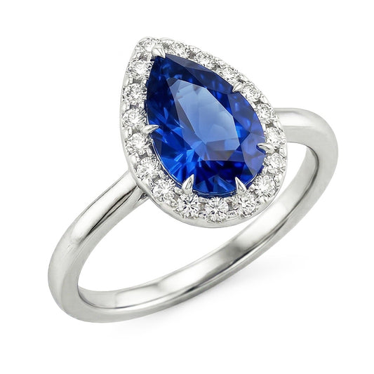 vero pear diamante 6.75carati anello vista frontale
