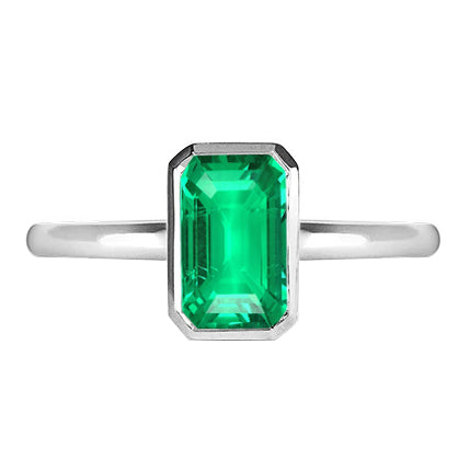 Anello con Gemma Oro Bianco 14K con Smeraldo – vista principale
