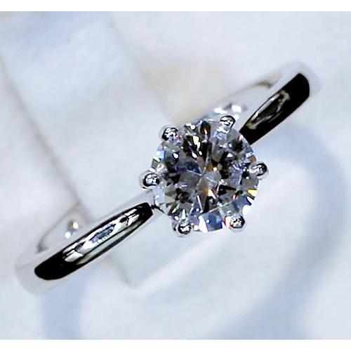 Classico Anello Solitario Da Donna Con Vero Diamante Rotondo Da 1 Carato