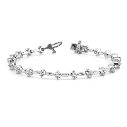 Classico Bracciale A Maglie In Oro Bianco 14K Con Naturale Diamanti A Taglio Rotondo Da 4 Carati