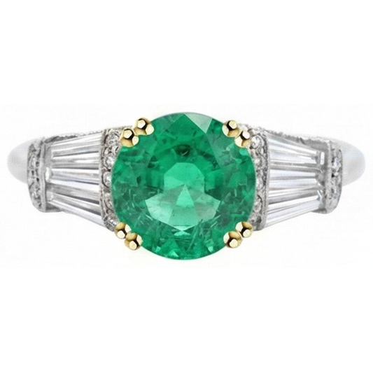 Sofisticato Smeraldo Fine Anello Pietra Colorata 3 carati – vista frontale