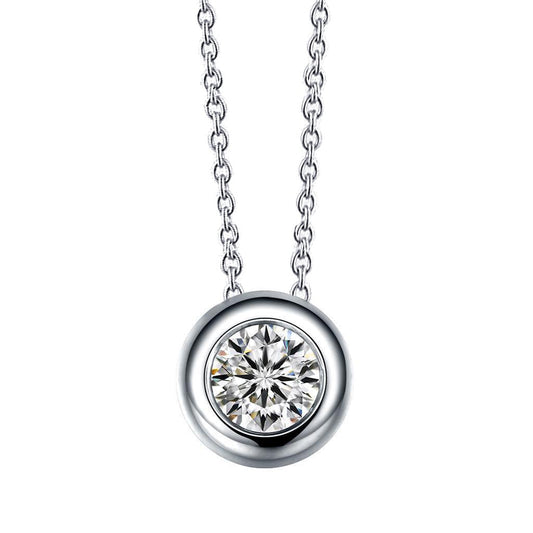 Collana Con Ciondolo A Forma Di Diapositiva Con Naturale Diamanti A Taglio Rotondo Con Castone 2.50 Ct