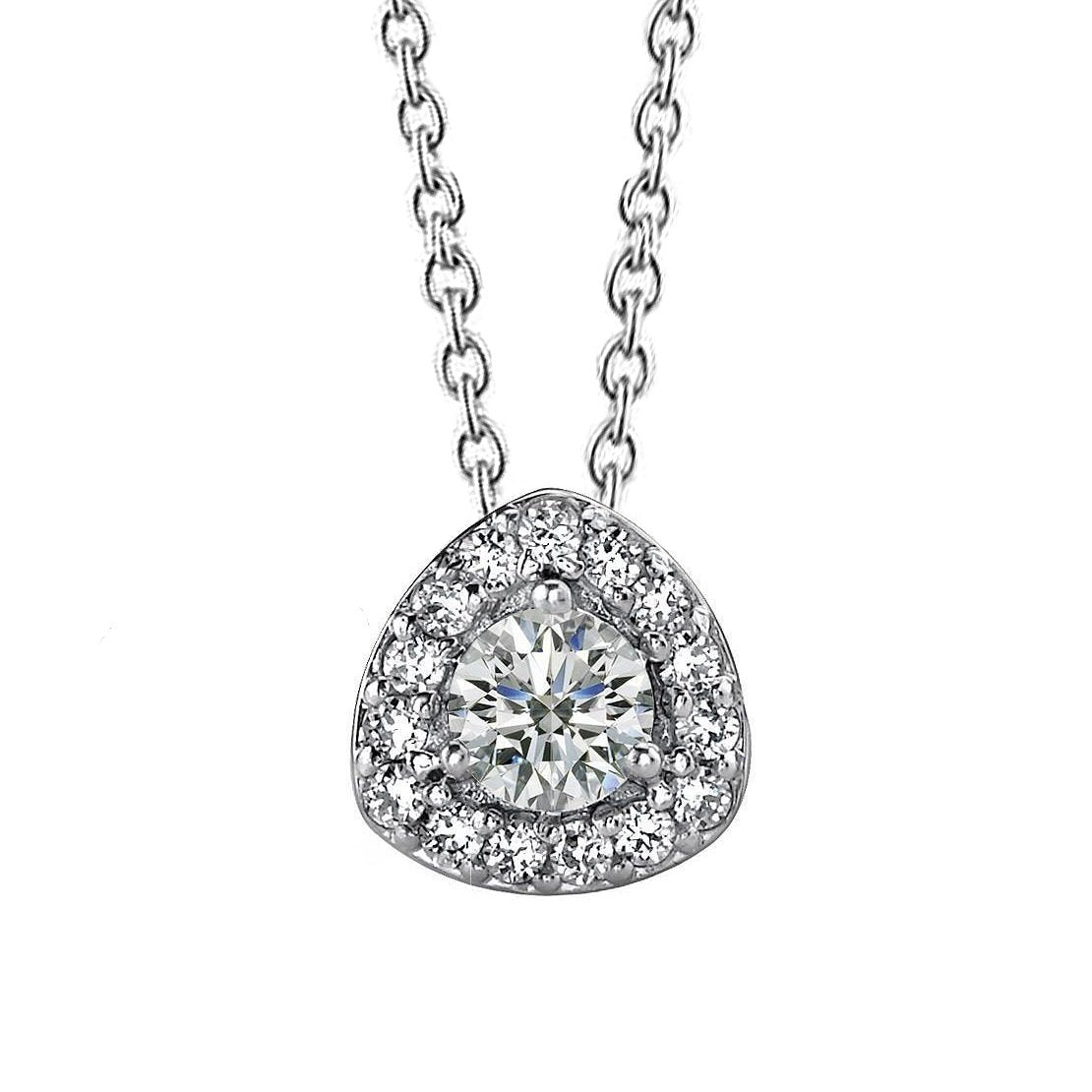 Collana Con Ciondolo A Forma Di Triangolo Con Genuino Diamanti Rotondi Da 5.50 Ct. Oro Bianco 14K