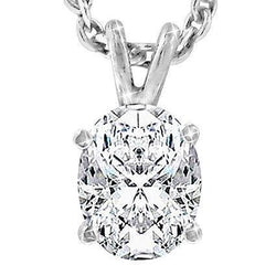 Collana Con Ciondolo Con 3 Carati Di Naturale Diamanti A Taglio Ovale, Gioielli In Oro Bianco Massiccio 14K