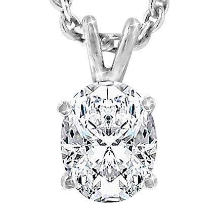 Collana Con Ciondolo Con 3 Carati Di Naturale Diamanti A Taglio Ovale, Gioielli In Oro Bianco Massiccio 14K