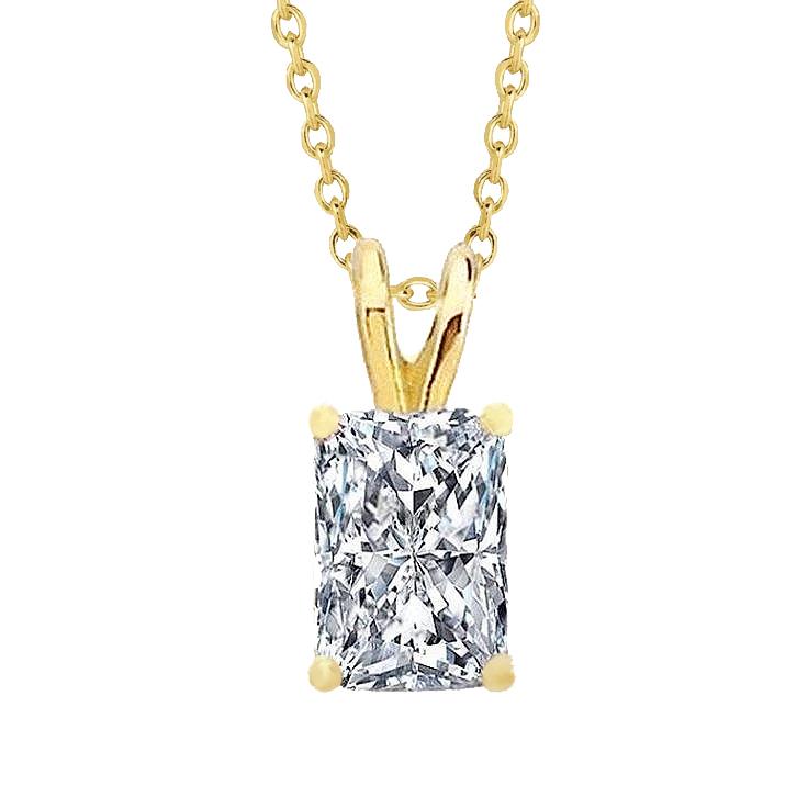 Collana Con Ciondolo Con Genuino Diamanti A Taglio Radiante. Gioielli In Oro Giallo 14K 1.50 Ct