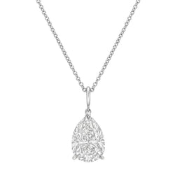 Collana Con Ciondolo Con Naturale Diamante Taglio A Pera Da 2.50 Carati Con Catena 14K Bianco