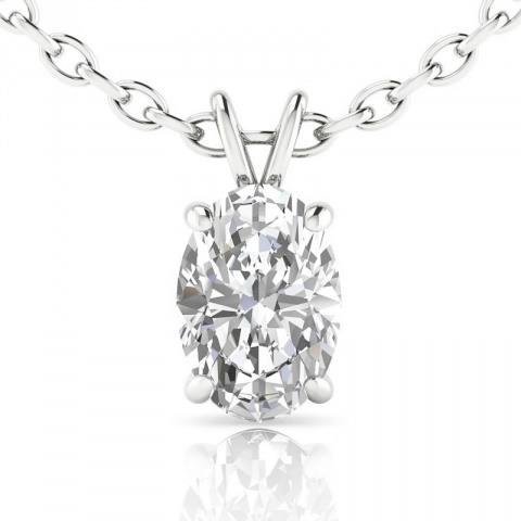 Collana Con Ciondolo Con Vero Diamanti A Taglio Ovale Grande Scintillante Da 5 Ct