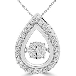 Collana Con Ciondolo Da Donna 5.40 Carati Con Genuino Diamanti A Taglio Rotondo In Oro Bianco 14K