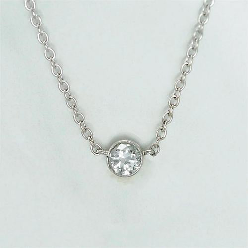 Collana Con Ciondolo Genuino Diamante Solitario Da 1,50 Carati Con Castone In Oro Bianco 14K