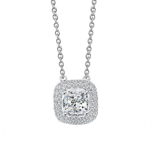 Collana Con Ciondolo In Oro Bianco 14K Con Catena 3.60 Carati Di Genuino Diamanti