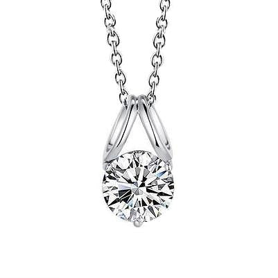 Collana Con Ciondolo In Oro Bianco 14K Con Genuino Diamanti A Taglio Rotondo Grande Da 2.50 Carati