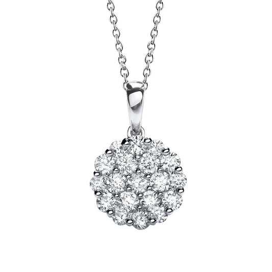 Collana Con Ciondolo In Oro Bianco 14K Con Genuino Diamanti Taglio Brillante Da 2.45 Carati