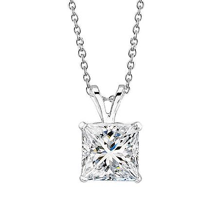 Collana Con Ciondolo In Oro Bianco 14K Con Naturale Diamanti Taglio Principessa Da 1.25 Carati