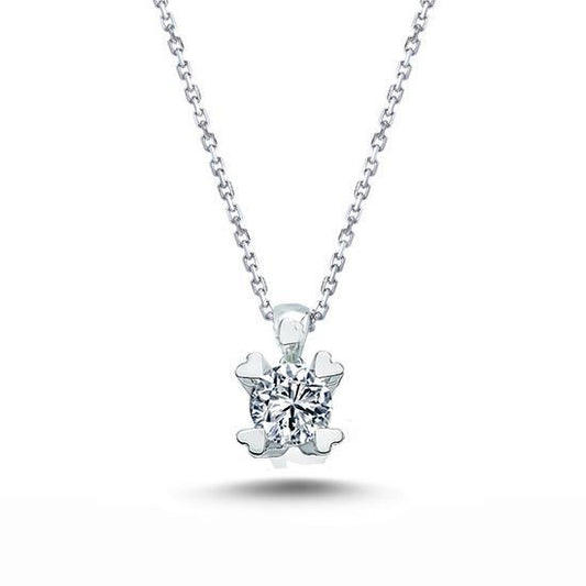 Collana Con Ciondolo In Oro Bianco 14K . Con Naturale Diamante Taglio Rotondo Da 1.50 Carati