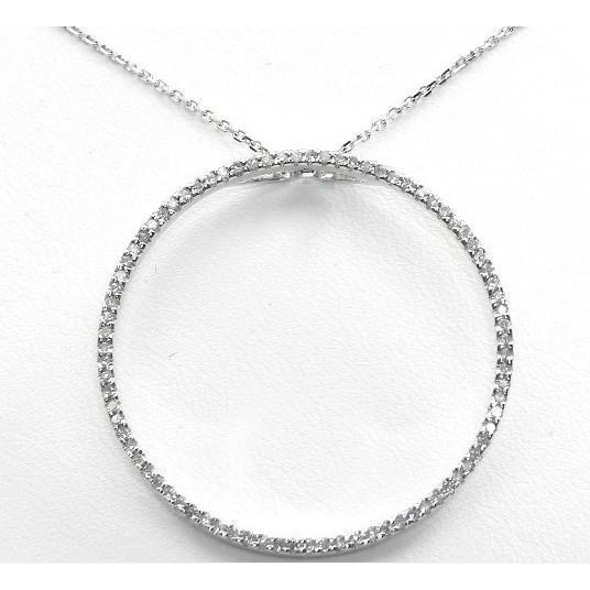 Collana Con Ciondolo In Oro Bianco 14k Con Vero Diamanti Taglio Brillante Rotondo Da 1.70 Ct