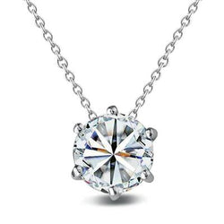 Collana Con Ciondolo In Oro Bianco Con Pendente A Sei Punte Con Genuino Diamanti Rotondi Da 0.95 Ct