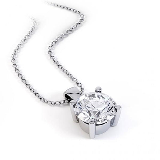 Collana Con Ciondolo In Vero Diamanti Da 2 Carati Con Griffe In Oro Bianco 14K