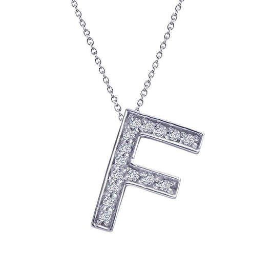Collana Con Ciondolo Iniziale F 1.5 Carati In Oro Bianco Con Vero Diamanti Rotondi 14K