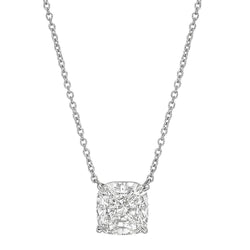Collana Con Ciondolo Solitario Di Vero Diamanti Da 2,75 Carati Con Cuscino In Oro Bianco 14K