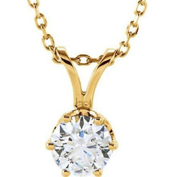 Collana Con Ciondolo Solitario Naturale Diamante Rotondo 2.75 Carati Oro Giallo 14K