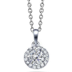 Collana Con Ciondolo Splendidi Naturale Diamanti A Taglio Rotondo Da 2.78 Ct In Oro Bianco 14K