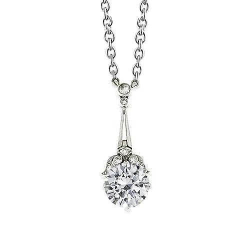 Collana Con Ciondolo Viaggio In Naturale Diamanti. Oro Bianco 1.25 Carati 14K