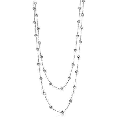 Collana Con Doppia Catena Da 46 cm Di Naturale Diamanti Da 9.30 Ct Tagliata Da Cantiere