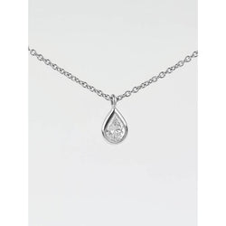 Collana Con Pendente 1.25 Carati Solitario Di Genuino Diamanti Scintillanti Con Taglio A Pera E Oro Bianco 14K