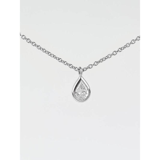 Collana Con Pendente 1.25 Carati Solitario Di Genuino Diamanti Scintillanti Con Taglio A Pera E Oro Bianco 14K