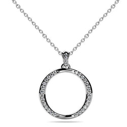 Collana Con Pendente Circolare Incastonato Di Splendidi Naturale Diamanti A Taglio Tondo Da 4 Carati E Oro Bianco 14K
