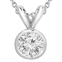 Collana Con Pendente In Oro Bianco 14K Con Naturale Diamanti A Taglio Rotondo Con Castone Da 2.50 Ct