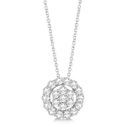 Collana Con Pendente In Oro Bianco 14K Con Naturale Diamanti Taglio Brillante Rotondo Da 3.15 Ct