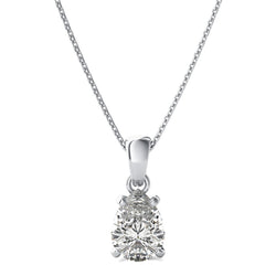 Collana Con Pendente In Oro Bianco Con Vero Diamante Scintillante Taglio A Pera Da 2.75 Carati